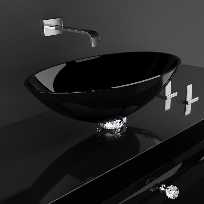 Maestro Bath 20.1'' Black Crystal Oval Bathroom Sink
