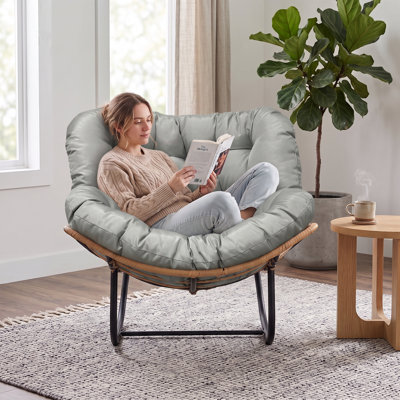 Coussin de chaise berçante, coussin de remplacement de chaise en osier imperméable en tissu Oxford, coussin de siège Papasan avec attaches pour patio intérieur et extérieur