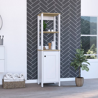 Bathroom Cabinet With Four Shelves And Single Door - Structure Chic Style