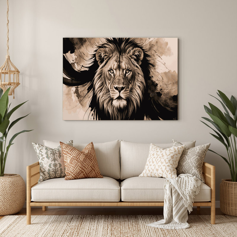 Faune, lion d'Afrique, art mural en métal noir, H 12 po x l 18 po