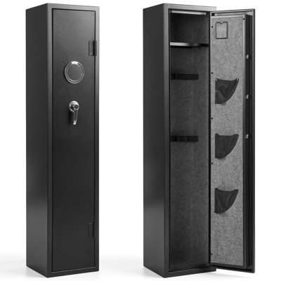Gun Safe for Rifles and Pistols – Dual Alarm System with Electronic Digital Lock, 5-Rifle & 3-Pistol Capacity, 180° Door Opening, Q235 Steel Cabinet for Home, Office & Study