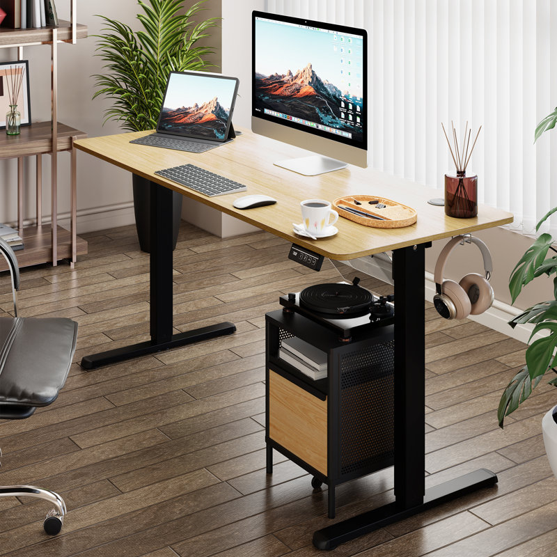 Gilman Home Office Height Adjustable Standing Desk, 28.7" H x 48" W x 24" D, Yellow/Black