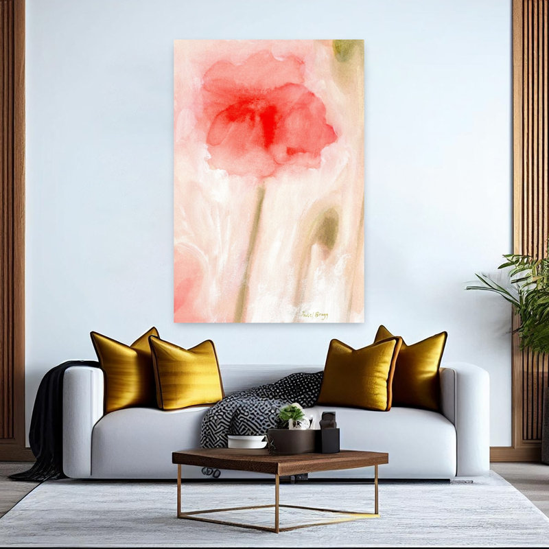 Contemporary Art Abstract Colorful Delicate Beach Flower Wall Art by Janel Bragg - Wrapped Canvas Print