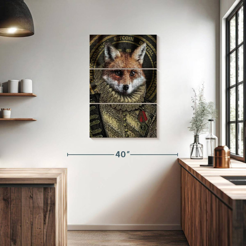 Ketti rigolo avec un renard, H 38 po x l 24 po