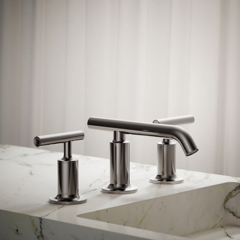 Purist Widespread Bathroom Faucet with Drain Assembly, Vibrant Titanium