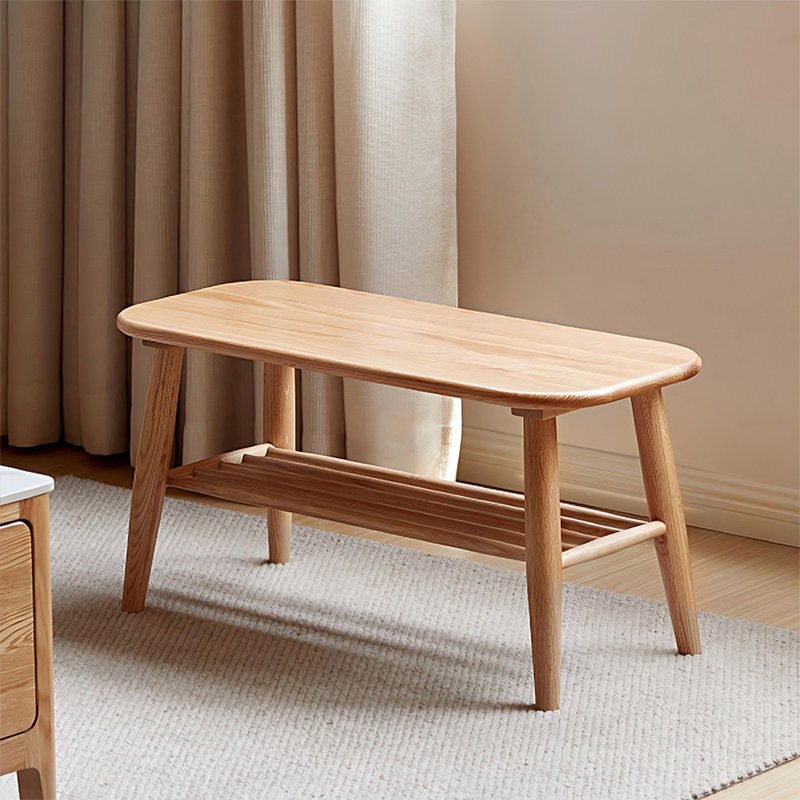 Banc en bois massif Burlywood, H 15,75 po x l 23,62 po x P 13,78 po