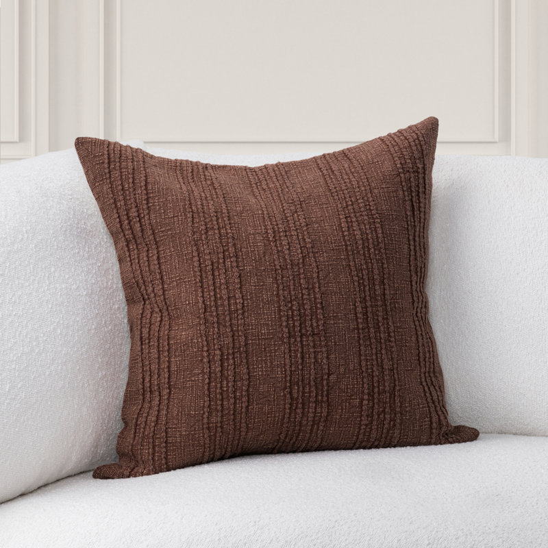 Gratitude Cotton Fabric Throw Pillow, Square 22", Mahogany