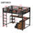 Metal Loft Bed with Built-in Desk and Storage Drawers, Queen, Black-820393165