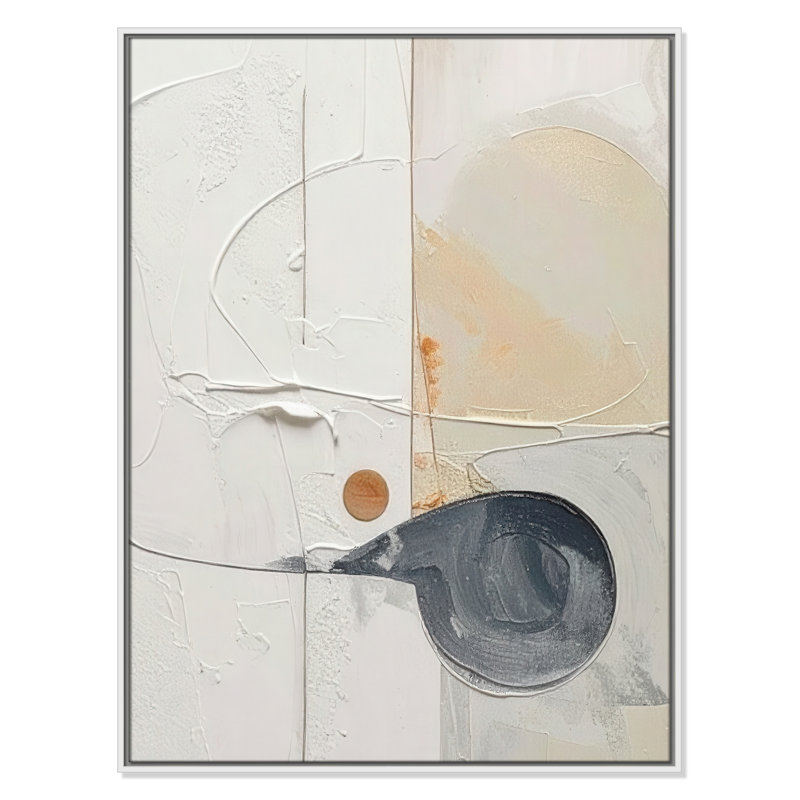 «Plastering III» par Alonza Saunders, Toile avec cadre, L 31,5 po x H 41,5 po, Flotteur blanc
