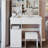 37" Middle Size Left Drawer Desktop Vanity Table + Cushioned Stool, Extra Large Right sliding mirror, Multi Layer High Capacity Storage, Practical Fashionable Dresser, Suitable For Large Space-604393886
