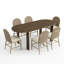 Ensemble de salle à manger ovale 7 pièces avec 6 chaises, table en bois d'hévéa massif, finition brune de 71 pouces, table de cuisine pour 6 personnes