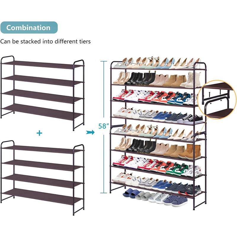 24 Pair Stackable Shoe Rack, Brown