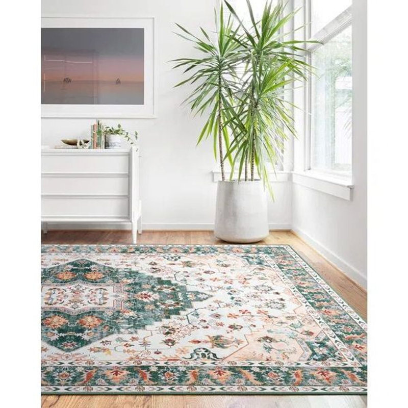 Carnegia Floral Area Rug, Rectangle 153 x 244 cm, Green