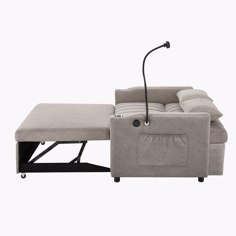 Roumpini Upholstered 55.9'' Sleeper Sofa, Light Gray
