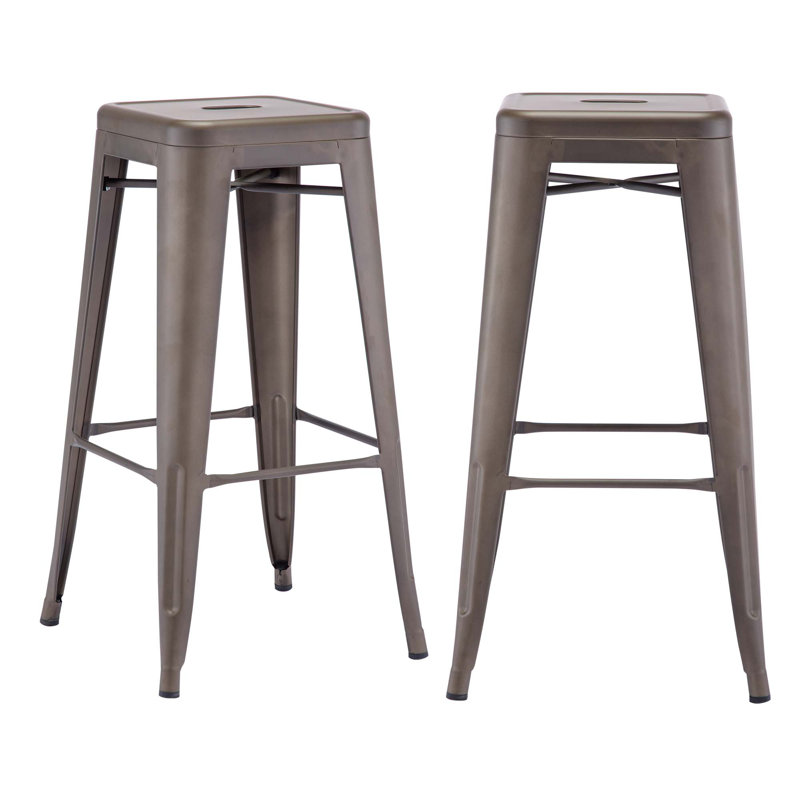 Stainless Steel Outdoor Stool, Matte Grey