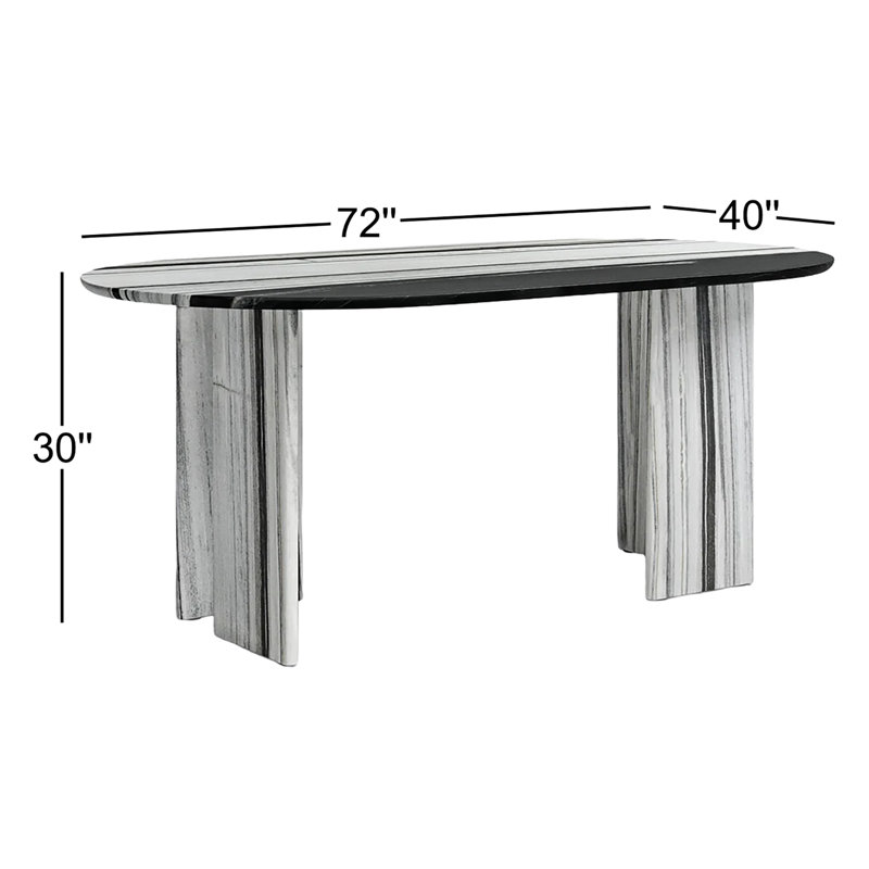 Celia Oval Marble Dining Table, Panda