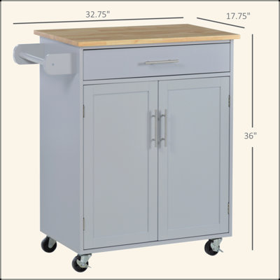 Kitchen Island Cart Rolling Trolley Cart With Drawer, Storage Cabinet & Towel Rack