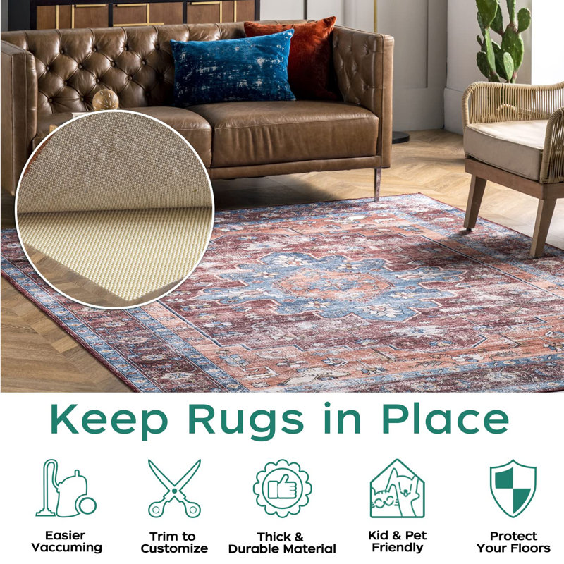 Tapis antidérapant antidérapant antidérapant pour tapis et planchers de bois franc, Rectangle 5 pi x 7 pi