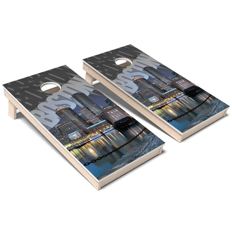 Ensemble de planches de cornhole en composite toutes saisons Destination Boston, AUCUN accessoire