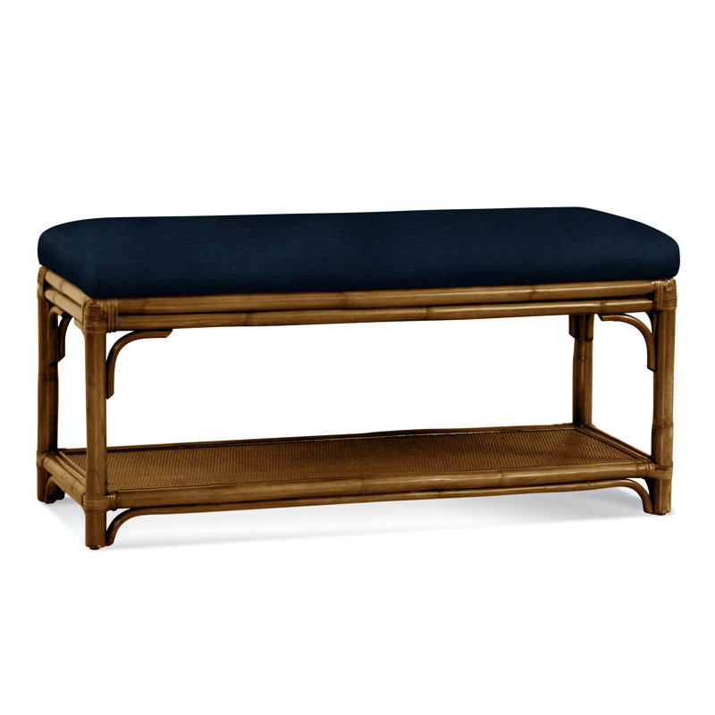 Summer Retreat Wicker Shelf Storage Bench, Havana, Snow Crypton Performance; 0884-91