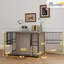 Porte-chien à usages multiples - noyer 46 po l, portes doubles, intérieur décoratif pour les chiens jusqu'à 88 lb