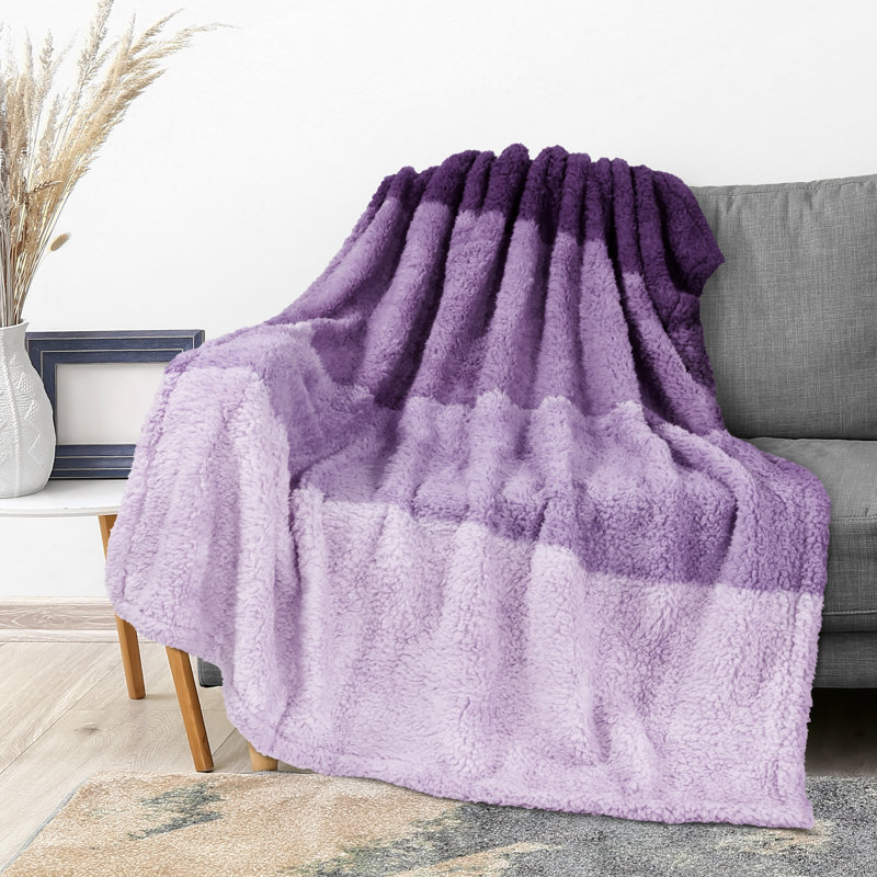 Jeté de lit Fluffy Sherpa, Lit simple, Dégradé / mauve