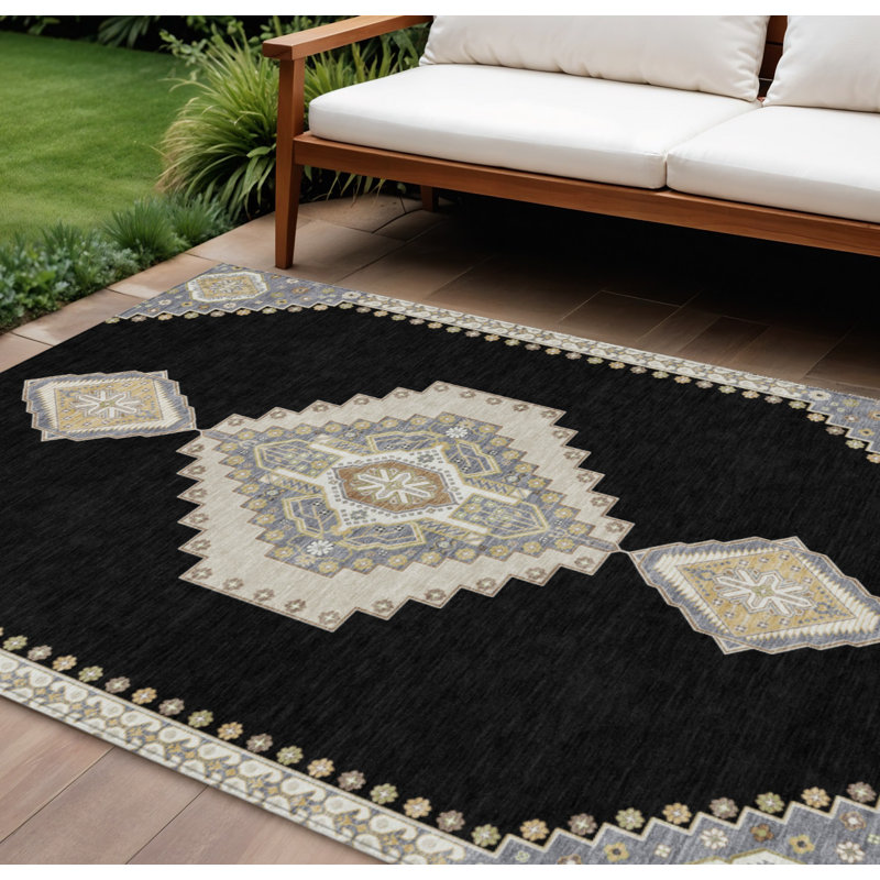 Tapis oriental noir 9 'X 12'