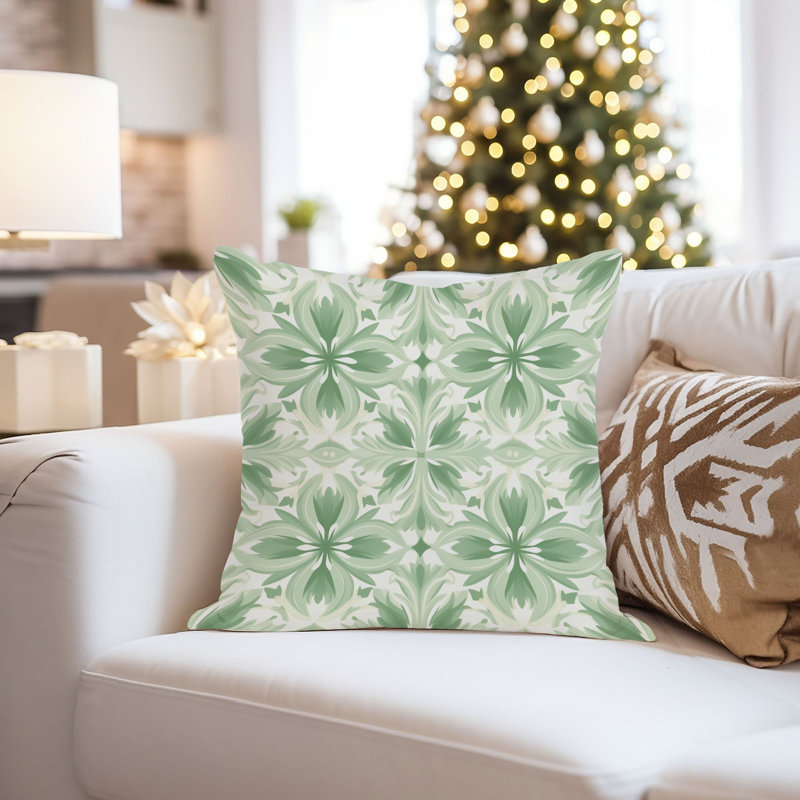Botanical Green Pattern XV Classic & Traditional, 16" H x 16" W