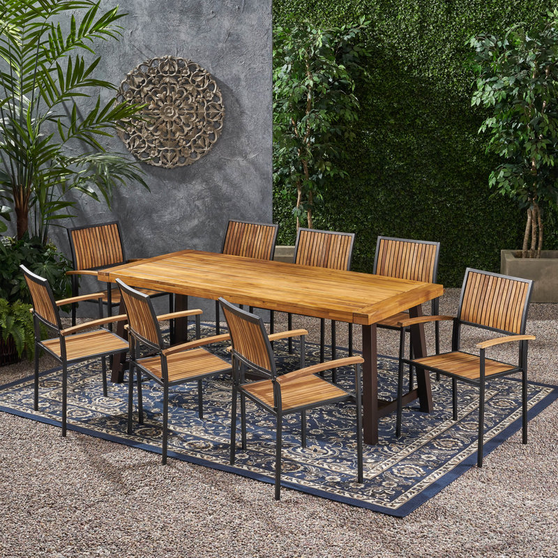 Appalachia Rectangular 8 - Person 79" Long Dining Set, Teak