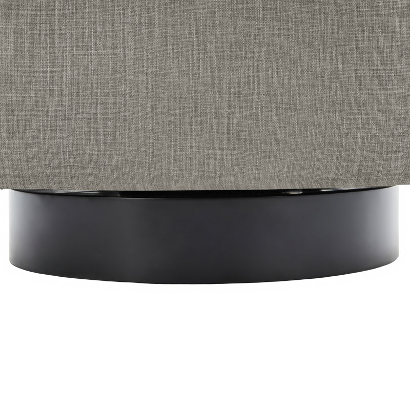 Applewold Upholstered Khaki Cotton Blend Swivel Barrel Chair with Solid Wood Base, Khaki Polyester Blend