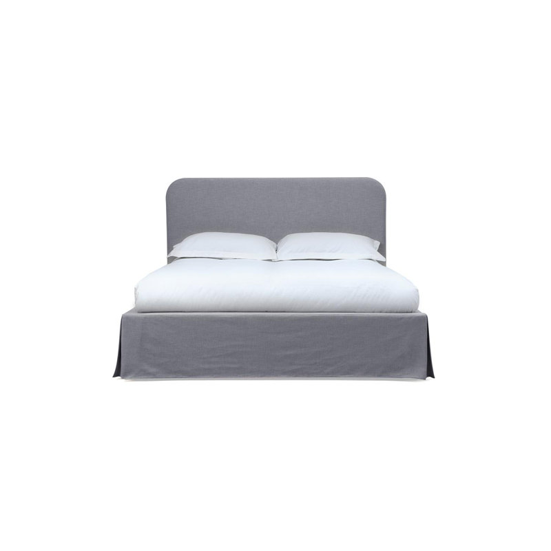 Lit plateforme tapissier Miya, Roi, Gris
