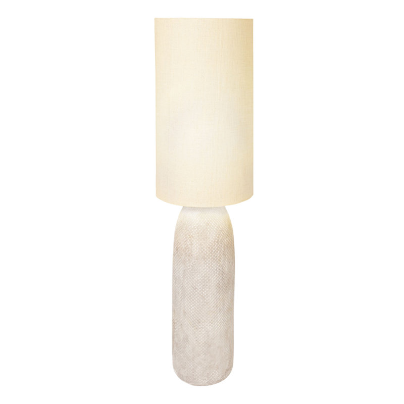 Cream Stoneware Floor Lamp With Linen Shade
