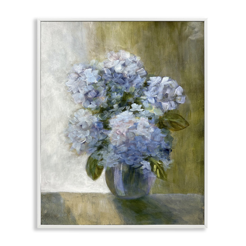 Hortensias dans un vase, art par Doris Charest bg-148, Estampe numérique encadrée blanc bord de mer, H 30 po x l 24 po