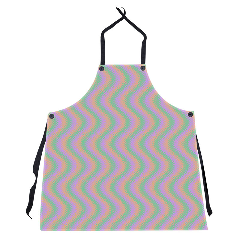 Tablier à rayures ondulées, Vert / orange / mauve