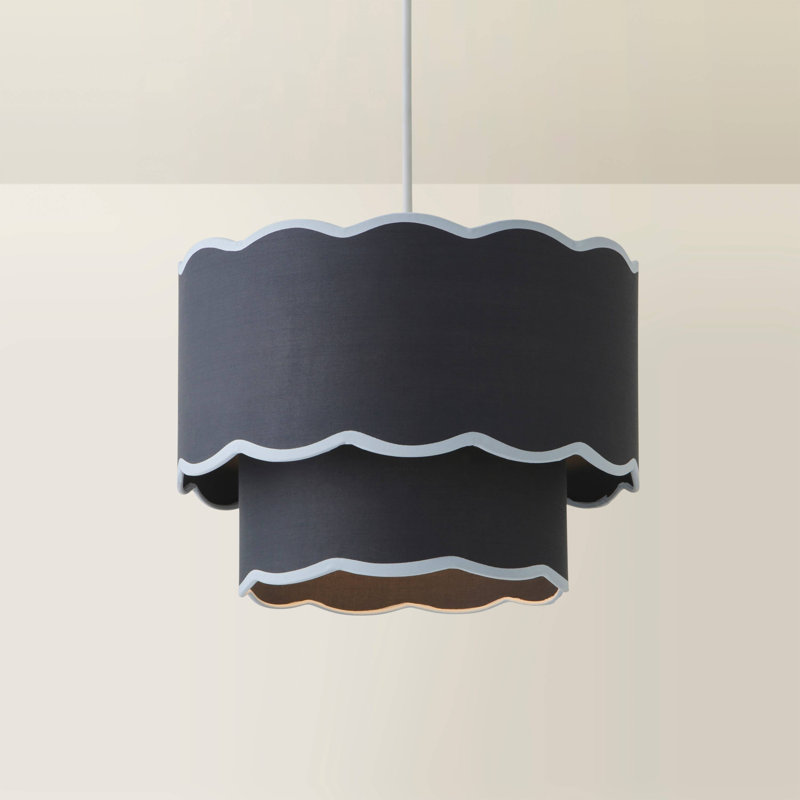25cm H Blended Fabric Drum Lamp Shade ( Slip-On ), Blue