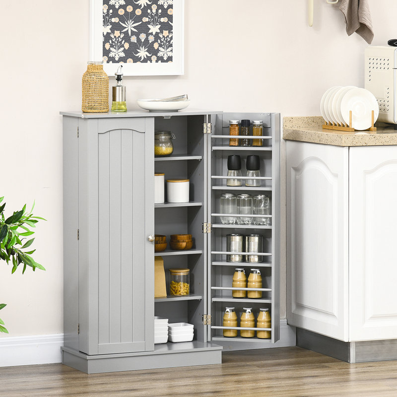 Armoire de rangement de 41 po, 12 tablettes de porte, 2 portes doubles, 5 tablettes, réglable, gris papier pour un grand espace de rangement réglable