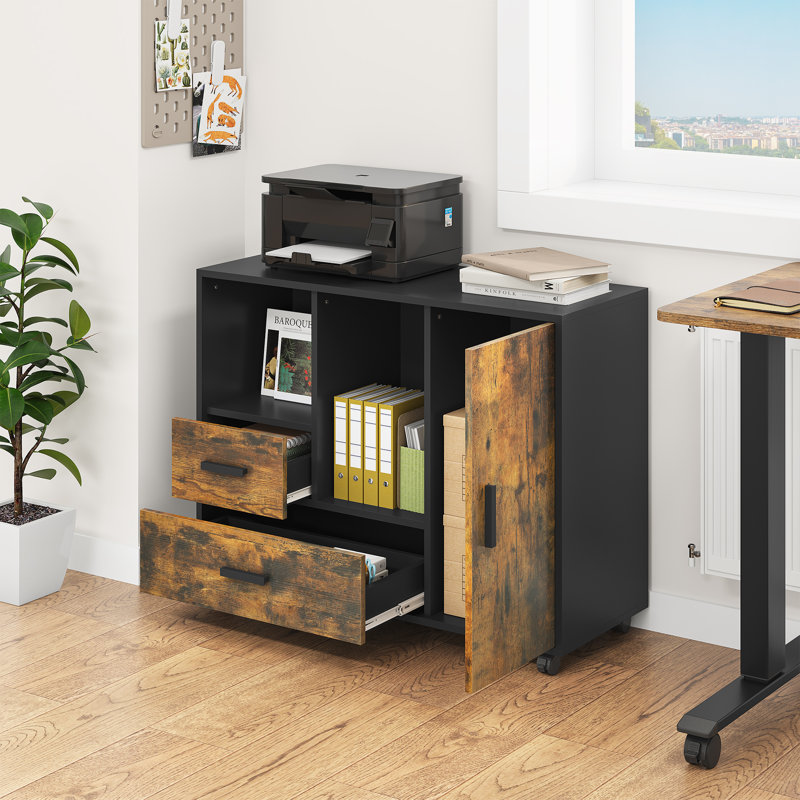 Aadhav 90cm Wide Mobile File Cabinet, 2-Drawer Filing Cabinets for Home & Office