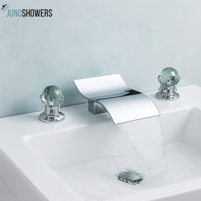 Juno Crystal Handles Chrome Waterfall Bathtub Faucet