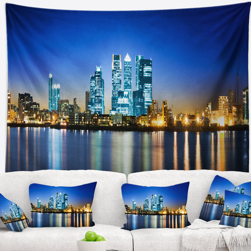 Paysage urbain canary wharf london tapestry, H 32 po x l 39 po