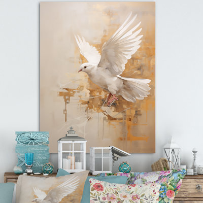 Minimalisme beige et colombe dorée II sur toile