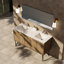Meuble-lavabo double en acacia rustique l 60 po x P 20 po et miroir 55 po Lancy-1379422697