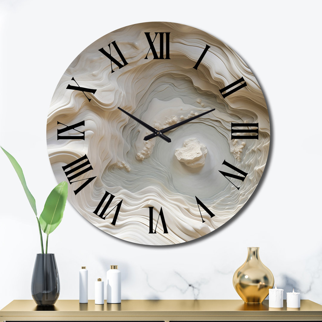 Cream Spiral Nebula II - Abstract Spirals Oversized Wall Clock Design Art 