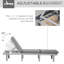 Chaise longue de patio avec dossier inclinable et coussin rembourré gris