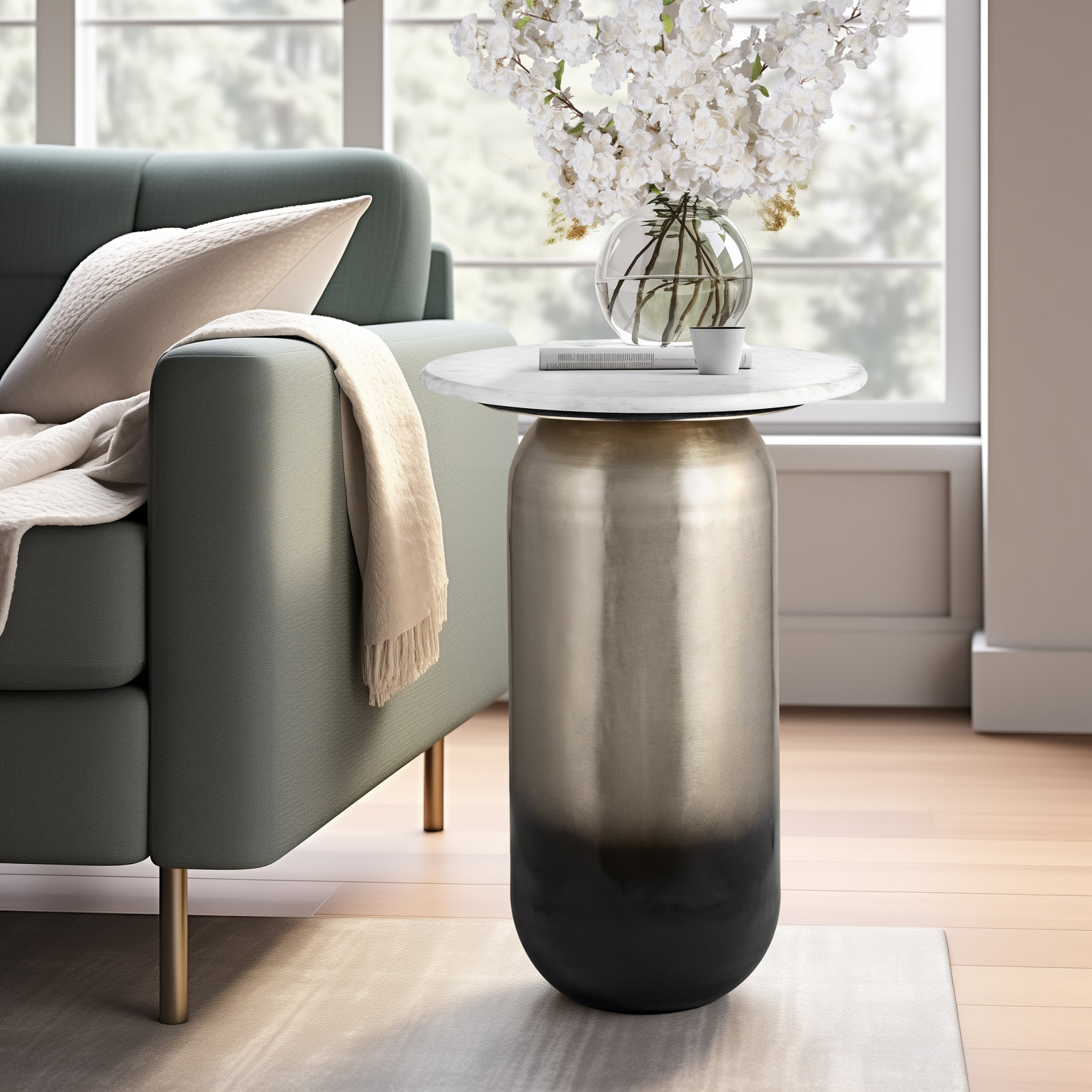 16" Genuine Marble End Table