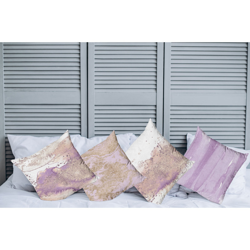 Housse de coussin Moncalieri, 24 po x 24 po, Beige / mauve