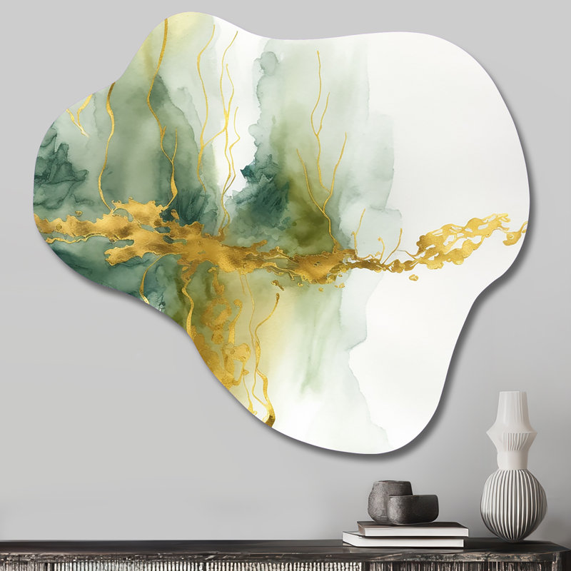 «Awakenings In French Moss VI», art mural asymétrique abstrait en forme de nuage à encre liquide, H 25 po x l 28 po