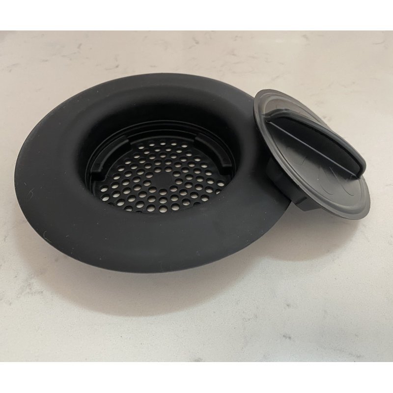Flex Crépine, crépine et bouchon d'évier 2N1 s'adapte à la plupart des drains et des éliminations de 3,5 po, noir, paquet de 1
