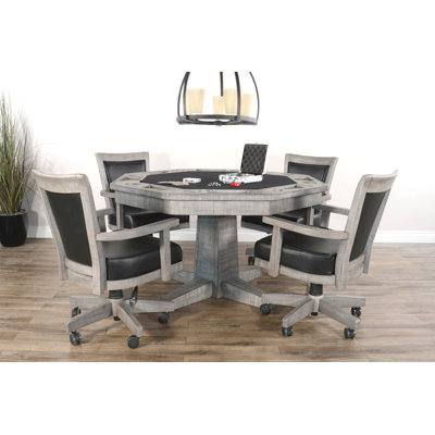 Eric 53'' 8 - Player Mahogany Reversible Poker Table with Chairs