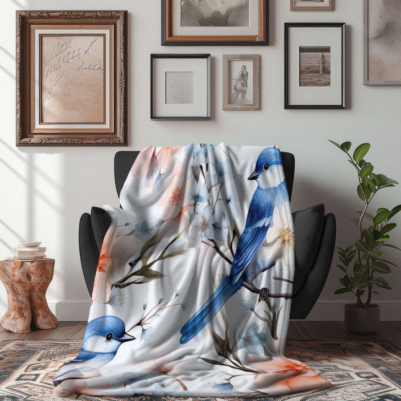 Jeté en plumes à motif floral - 1 pièce Sherpa Bl Premium, 60 po x 80 po