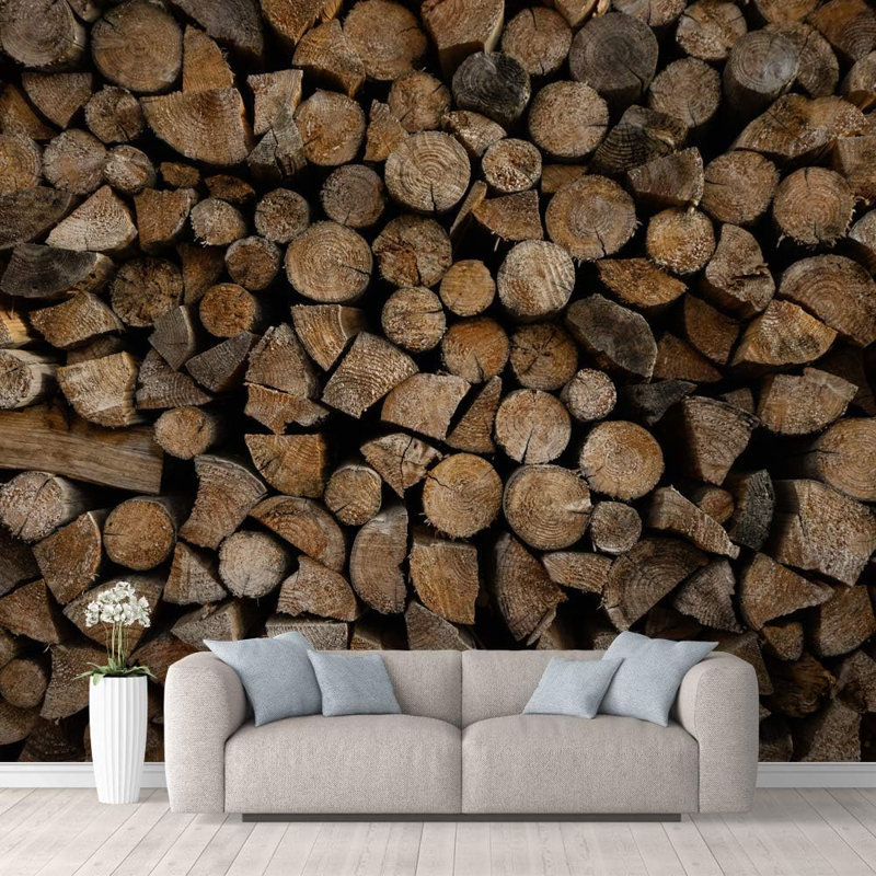 Panneau mural peint en bois brun rétro L 66 pi x l 96 po, L 100 po x l 144 po